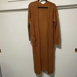 NWOT - Beautiful long sleeve rust/brown/gold maxi sweater/jacket, size L